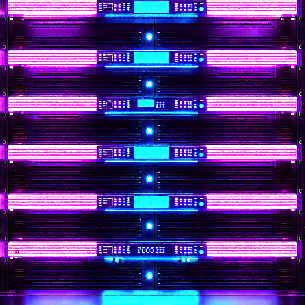 Server rack with neon accents