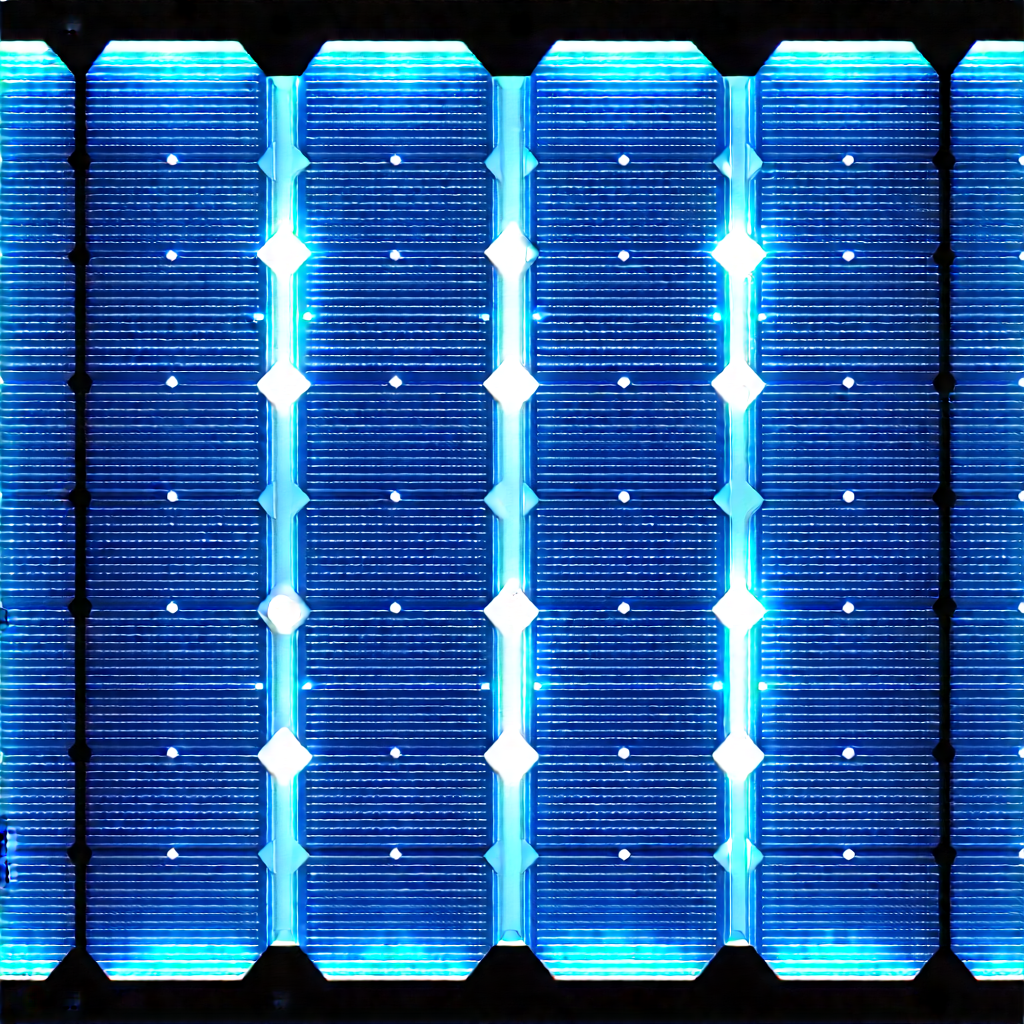 Solar panel with blue light glow