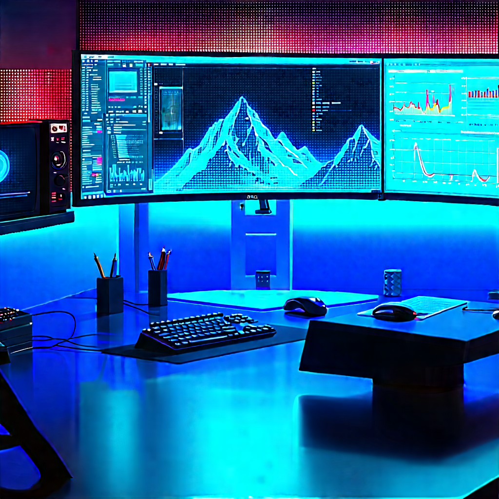 Futuristic digital workspace