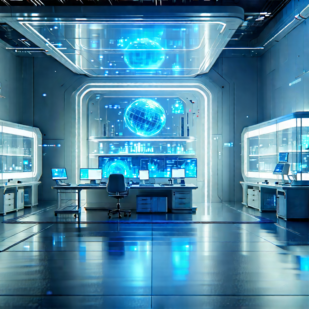 Futuristic Research Laboratory With Image, There