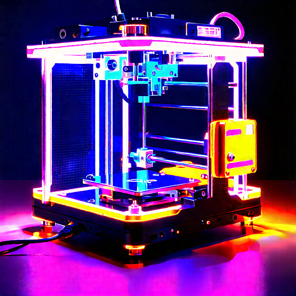3d printer with neon accents