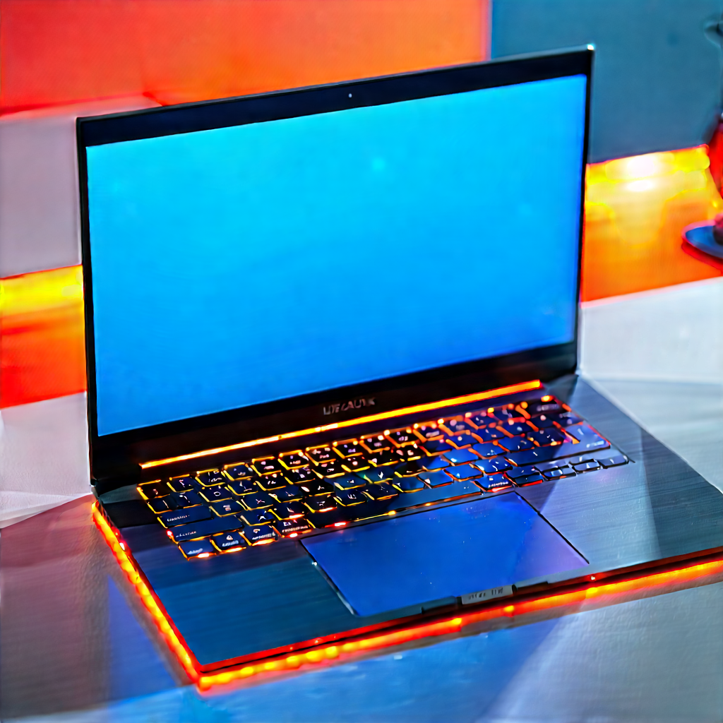 Laptop With Glowing Screen With Laptop Computer
