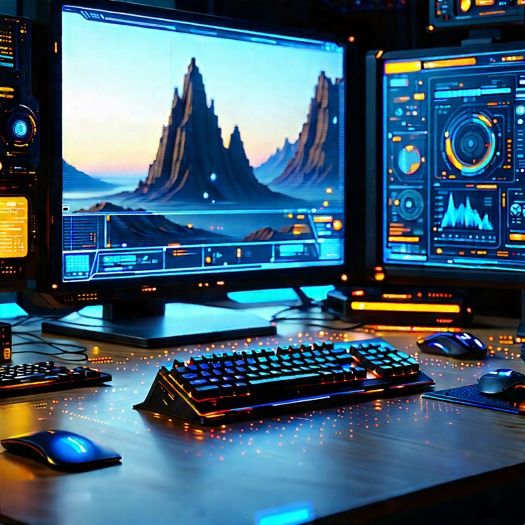 Futuristic digital workspace