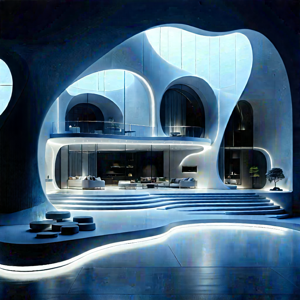 Futuristic Smart Home With Black White