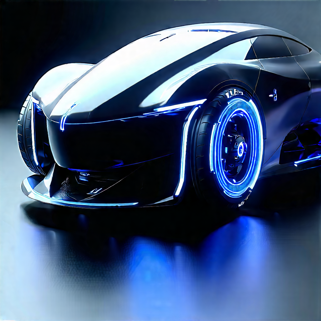 Innovative Electric Vehicle (design:1.35) With Futuristic Blue