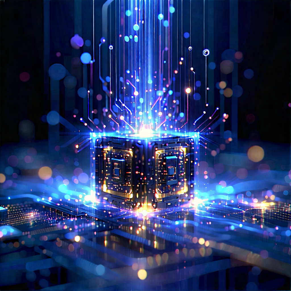 Quantum Computer With Data Streams With Image, There