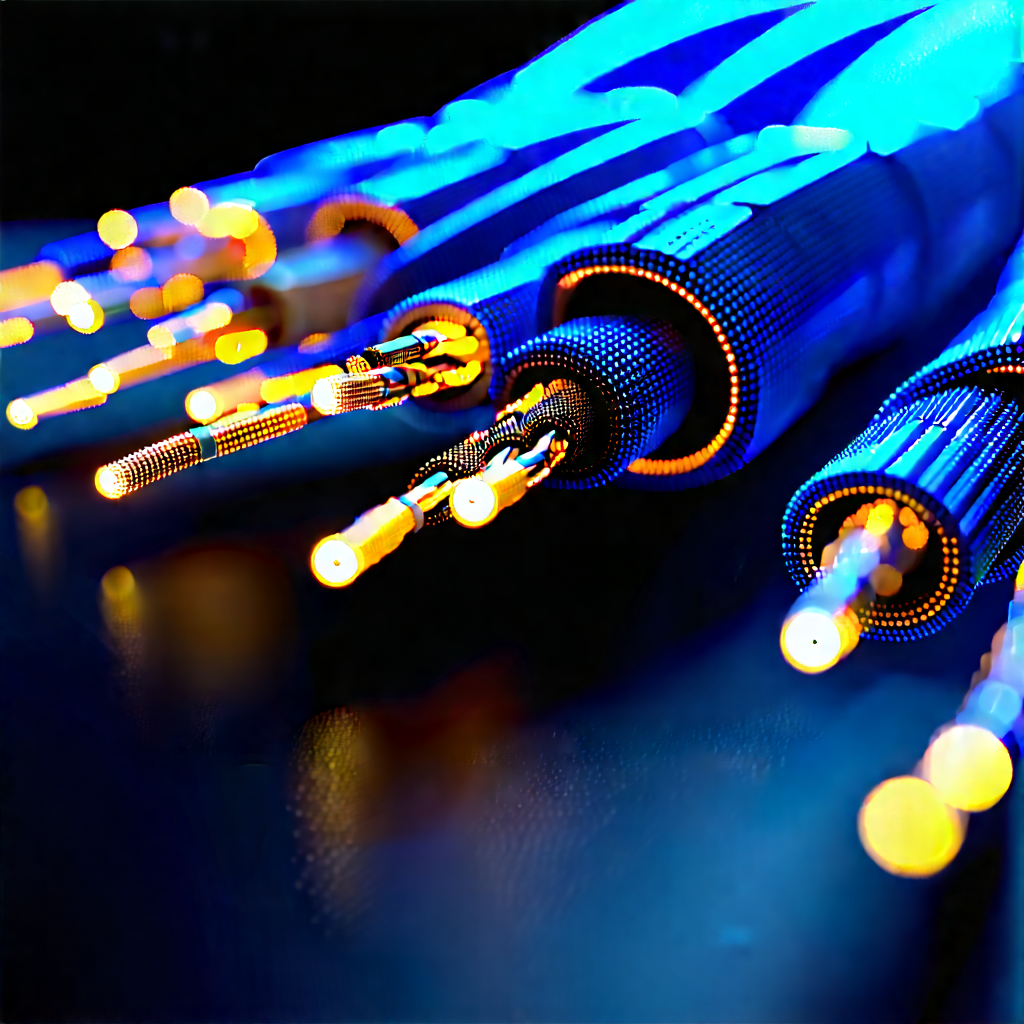Close-up Of Fiber Optic Cables With Close-up Group