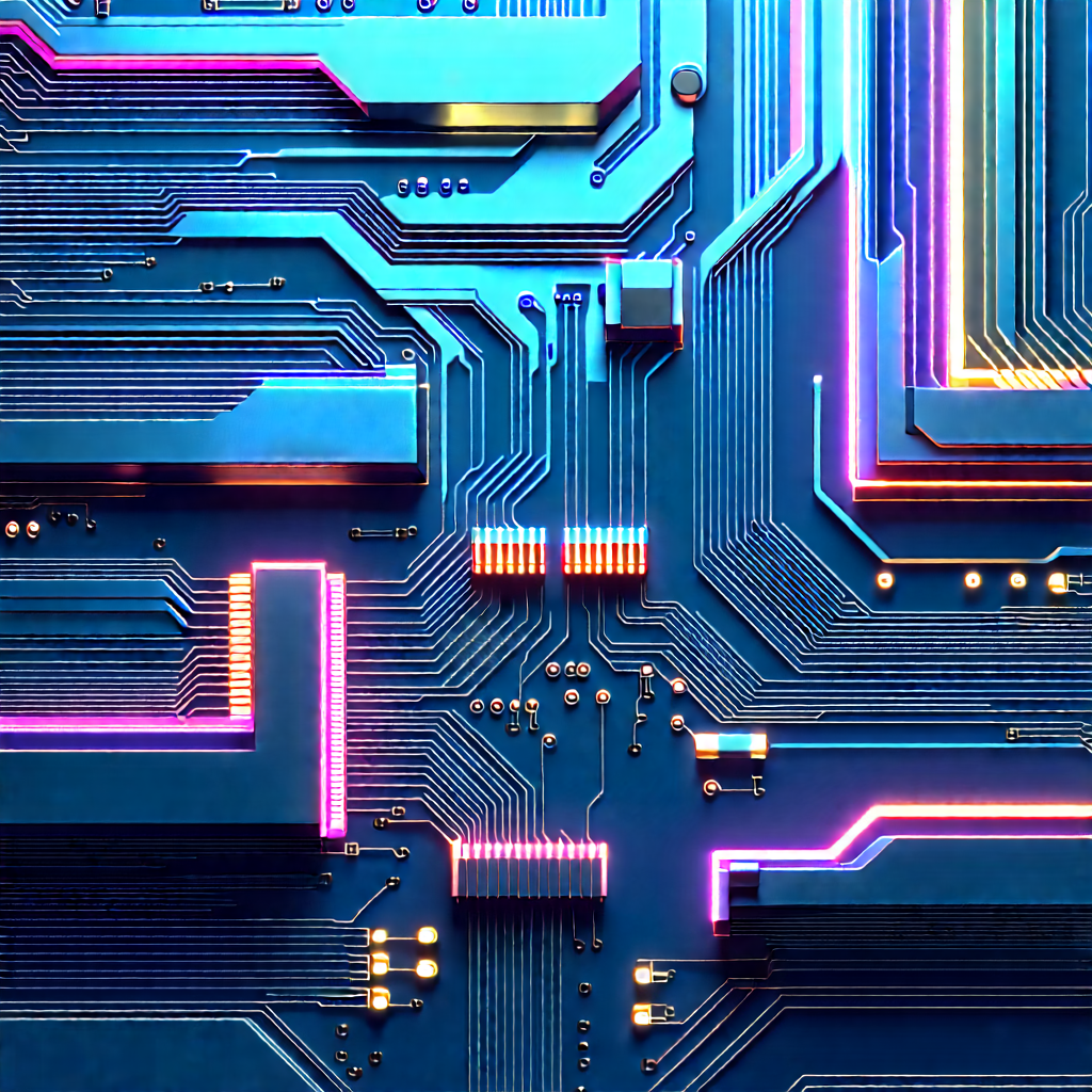 Circuit board with neon accents