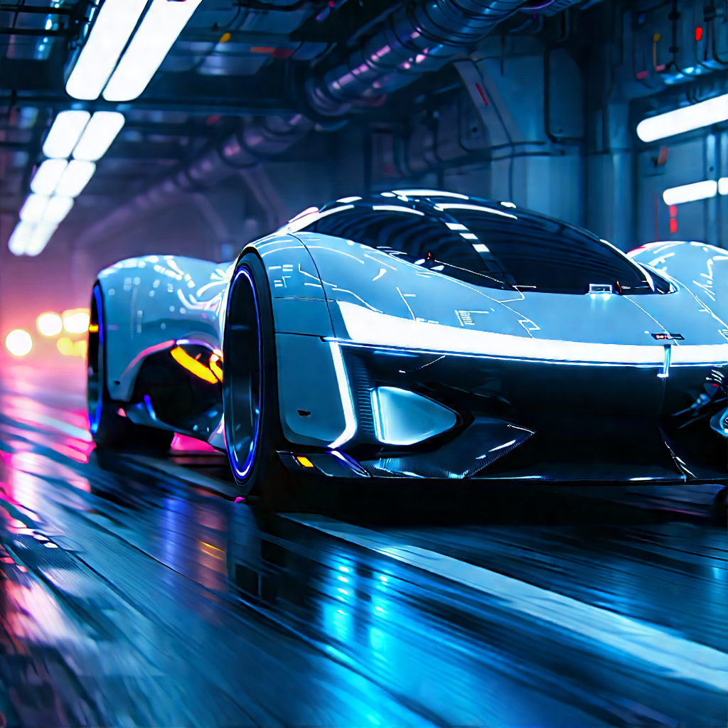 Innovative Electric Vehicle (design:1.12) With Futuristic Driving