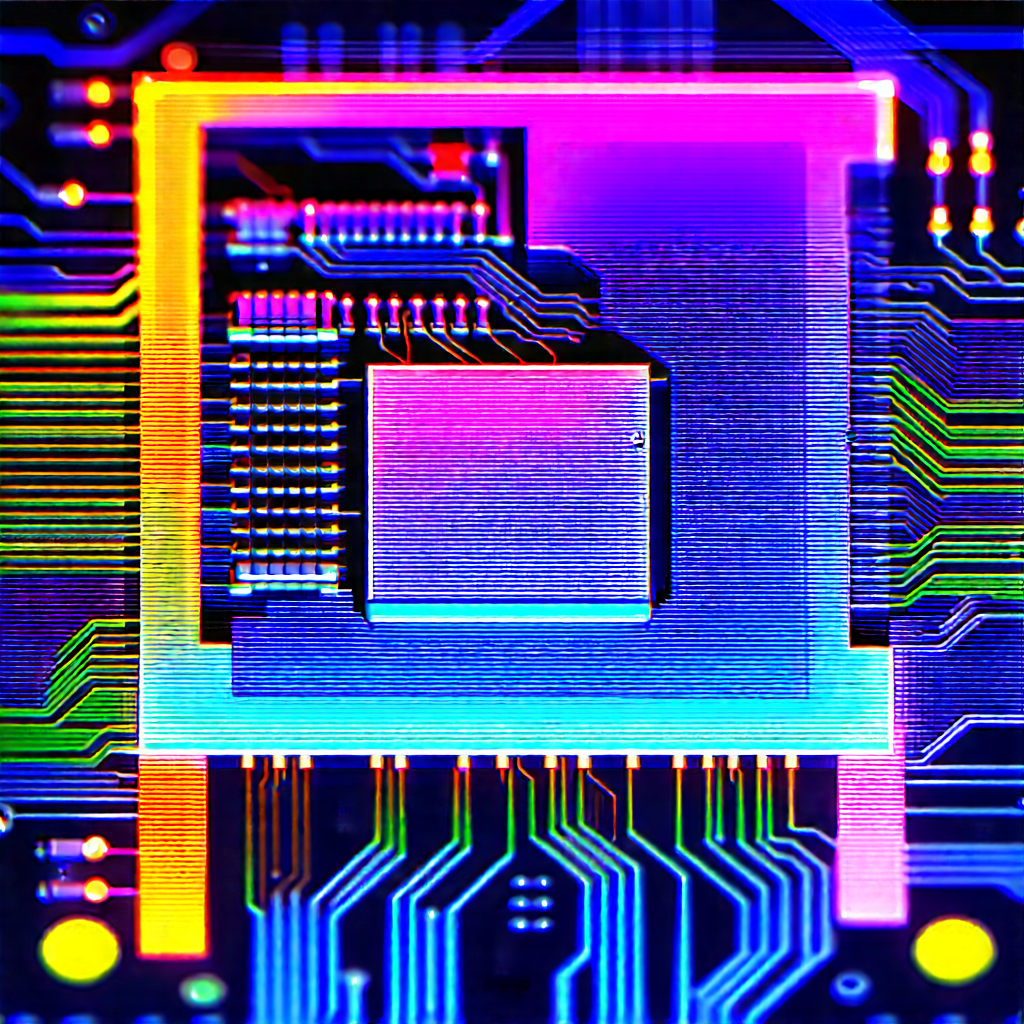 Circuit board with neon accents