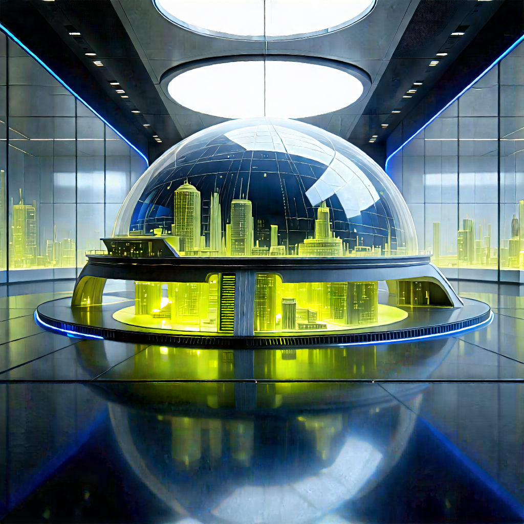 Futuristic Research Laboratory With Large, Round,
