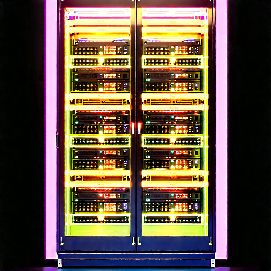 Server rack with neon accents