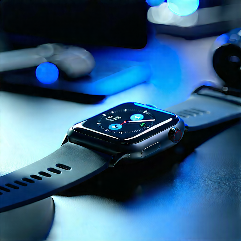 Smart Watch With Streaming Content With Black Apple