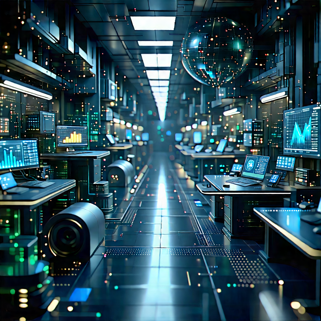 Financial Technology In Manufacturing Facility With Futuristic Scene,