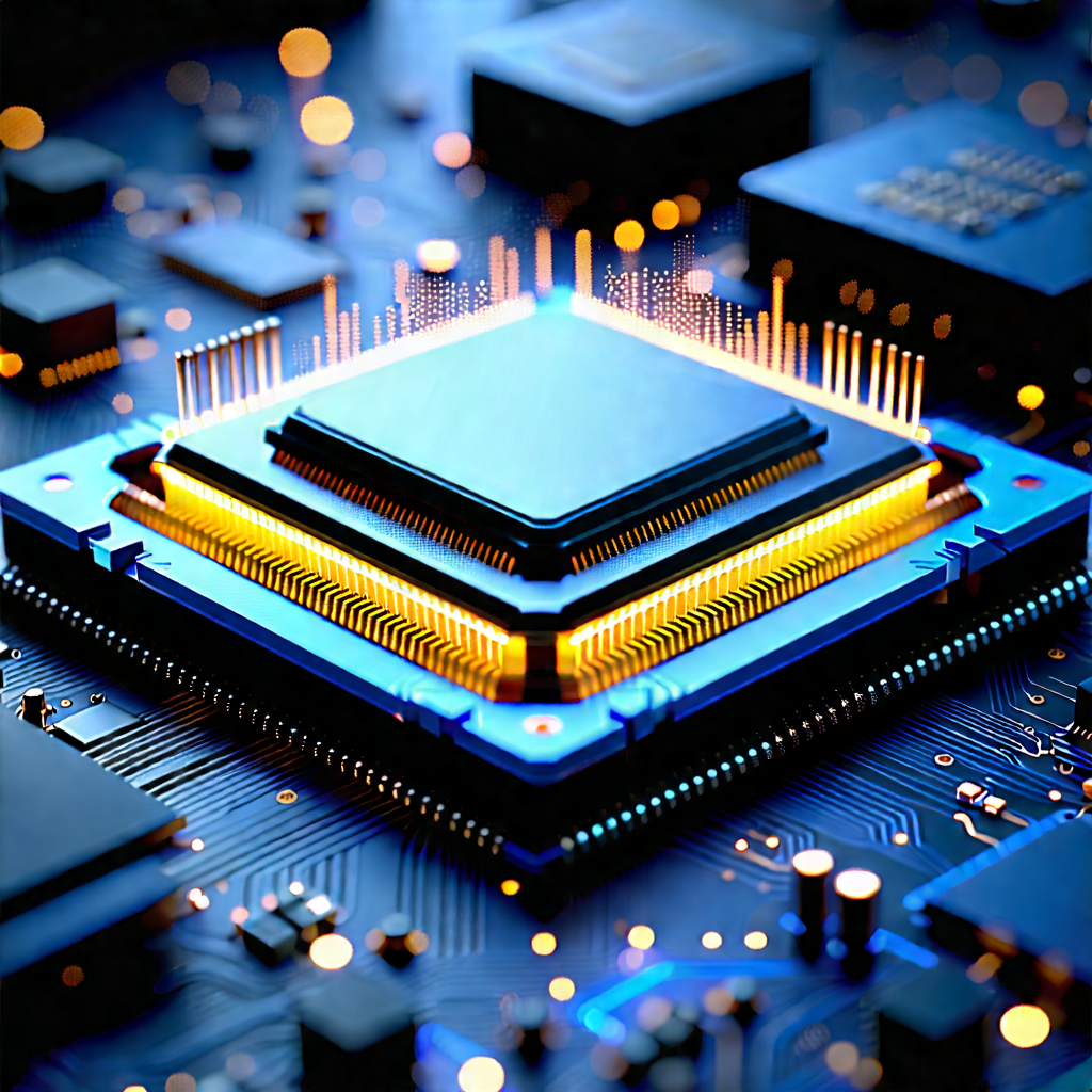 Close-up Of Microprocessor With Computer Chip