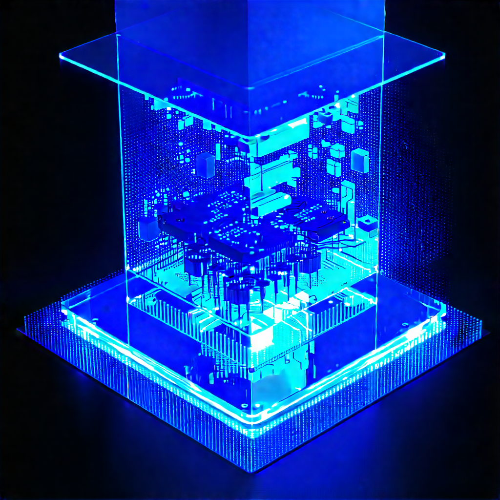 Quantum computer with blue light glow