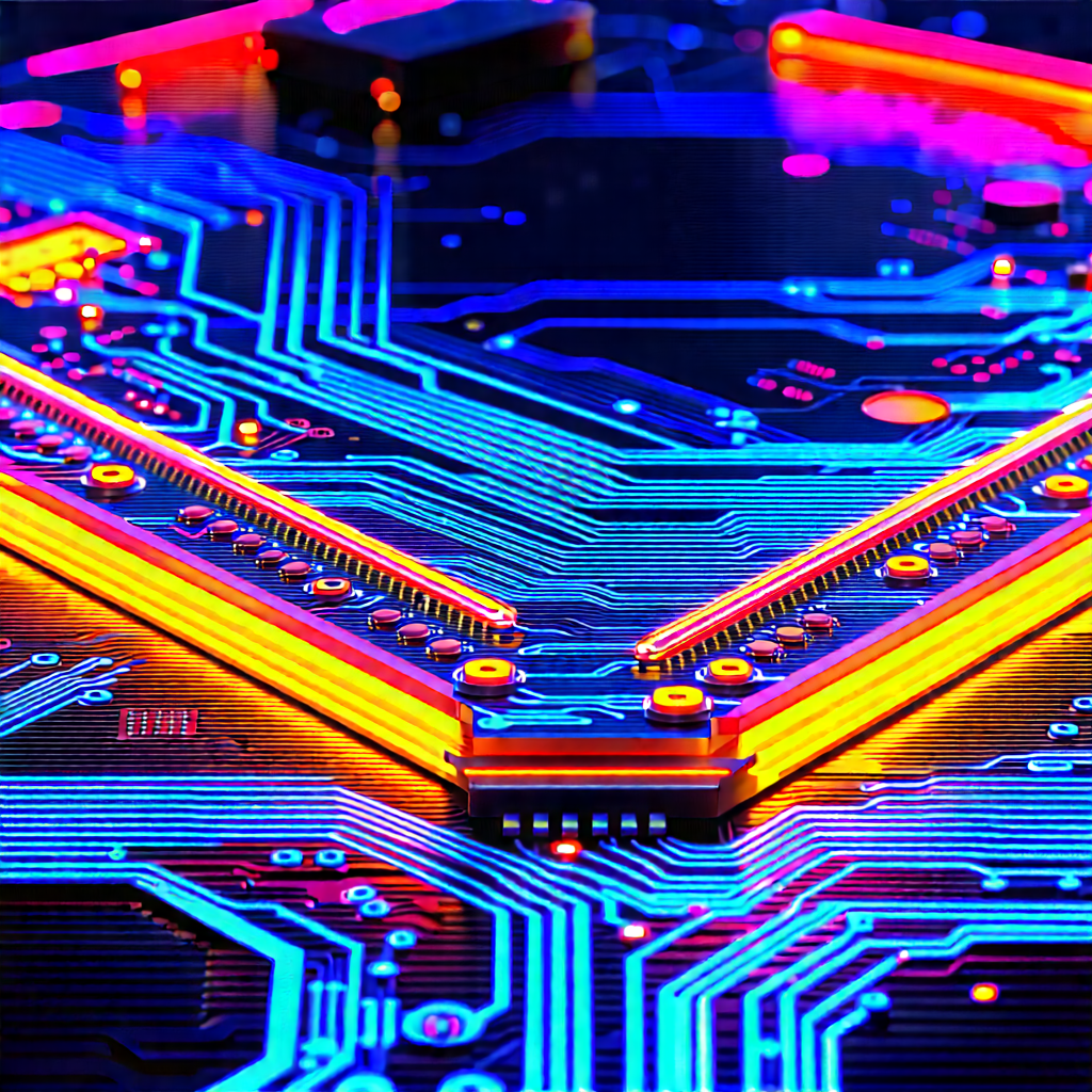 Circuit board with neon accents