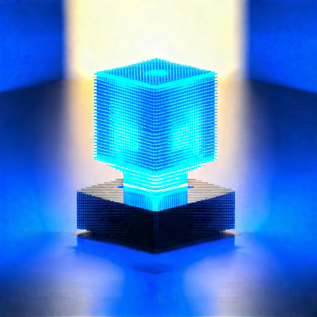 3d printer with blue light glow