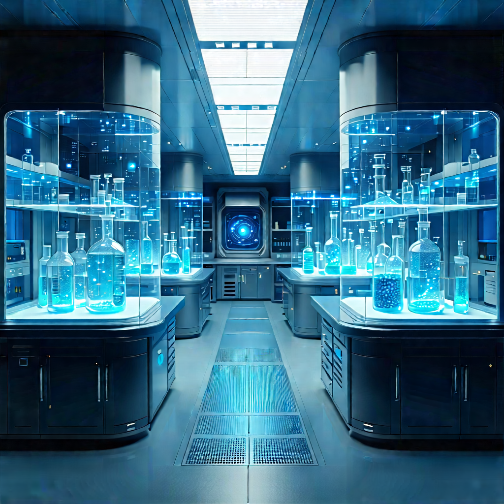 Futuristic Research Laboratory With Image, There
