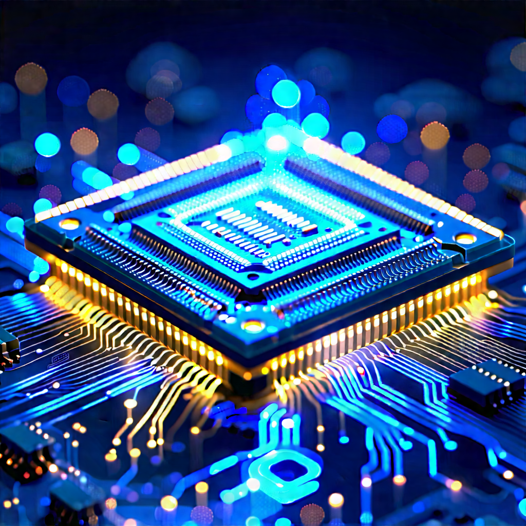 Microchip With Holographic Projection With Close-up Computer