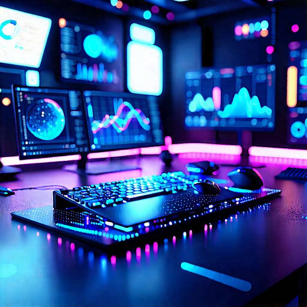 (futuristic:1.19) Digital Workspace With Image, There