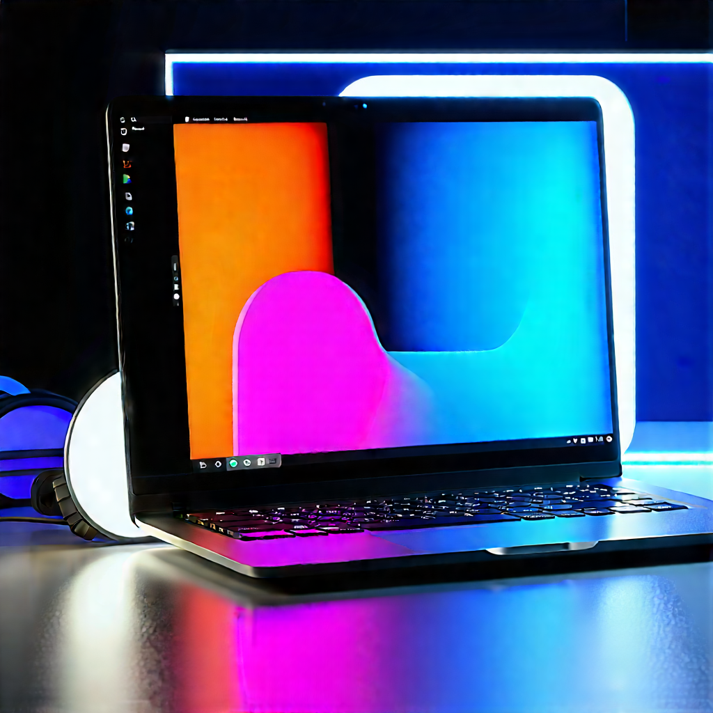 Laptop With Glowing Screen With Laptop Computer