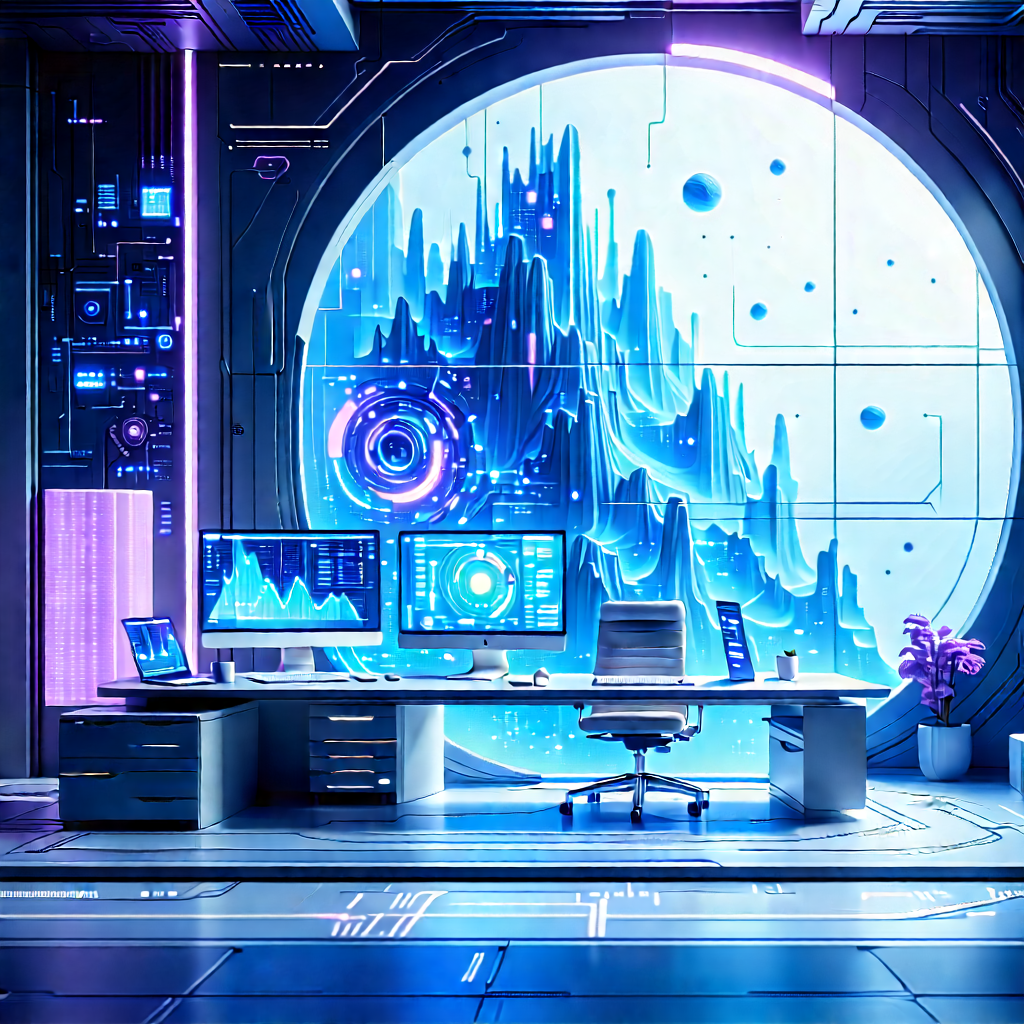 (futuristic:1.31) Tech Startup Office With Futuristic Office,