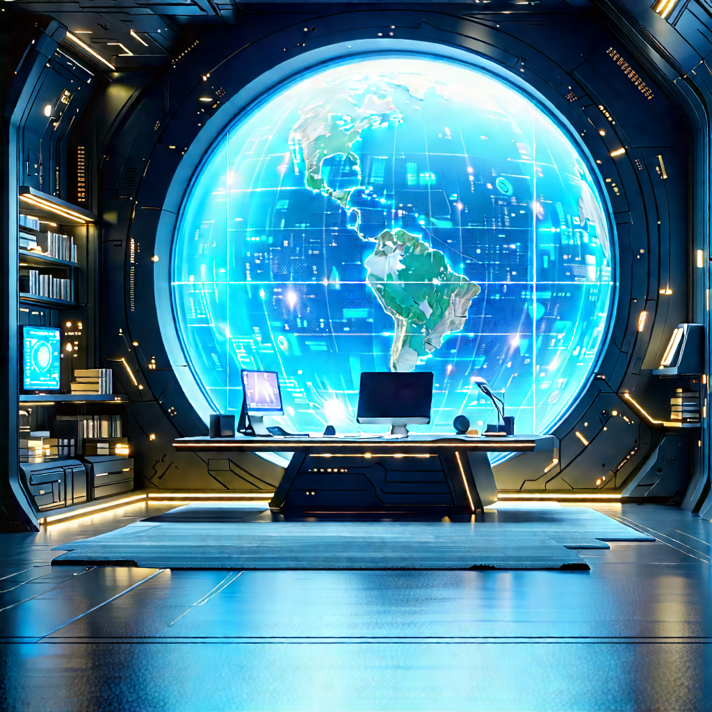Futuristic tech startup office