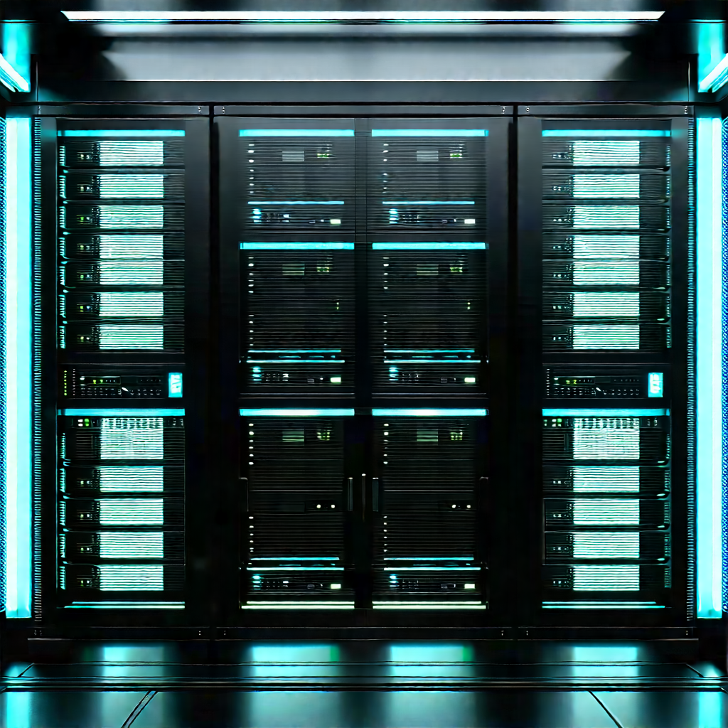 Server rack with neon accents