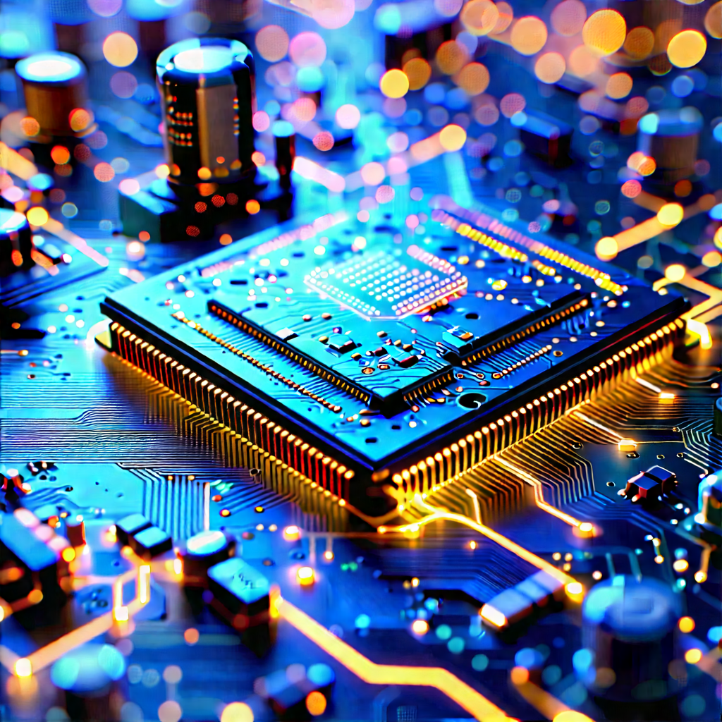 Close-up Of Electronic Circuit With Close-up Computer