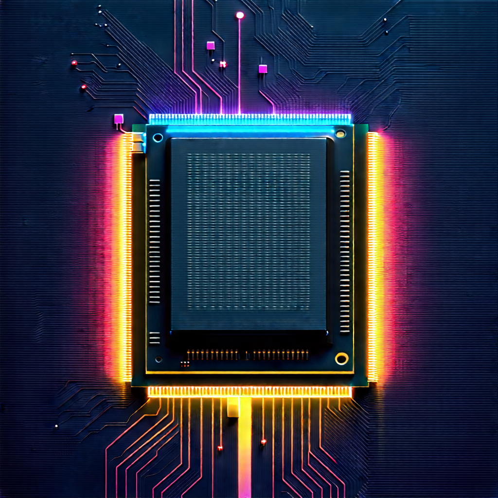 Microchip with neon accents