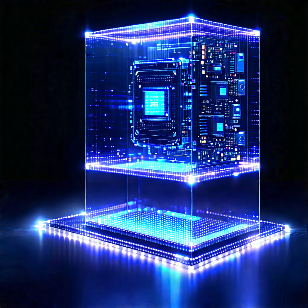 Quantum Computer With Holographic Projection With Blue White