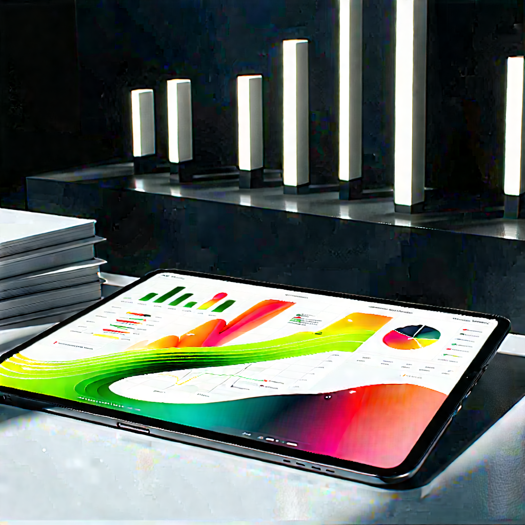 Tablet With Data Visualization With Laptop Computer