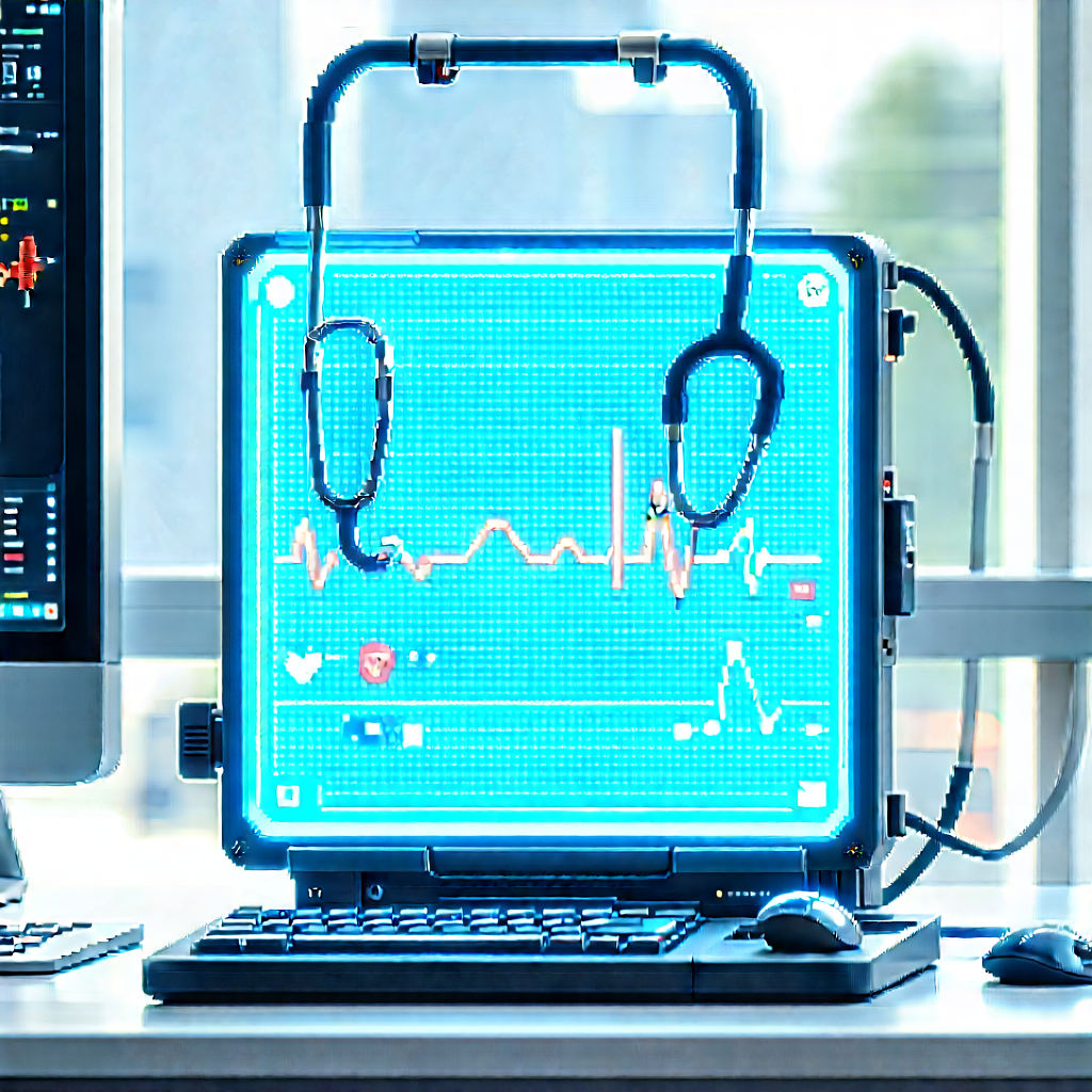 Healthcare Technology In Tech Office With Computer Monitor