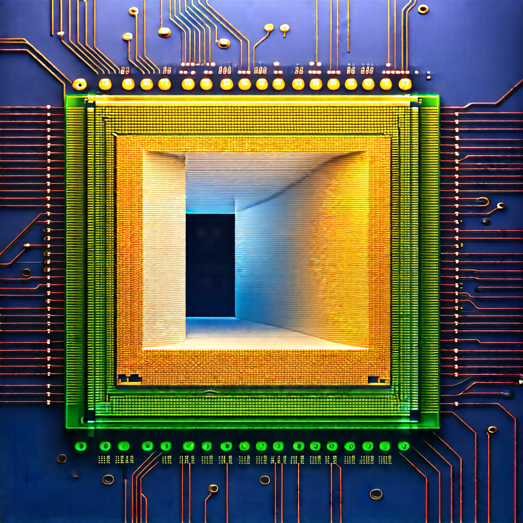 Microchip With (digital:1.41) Particles With Computer Circuit