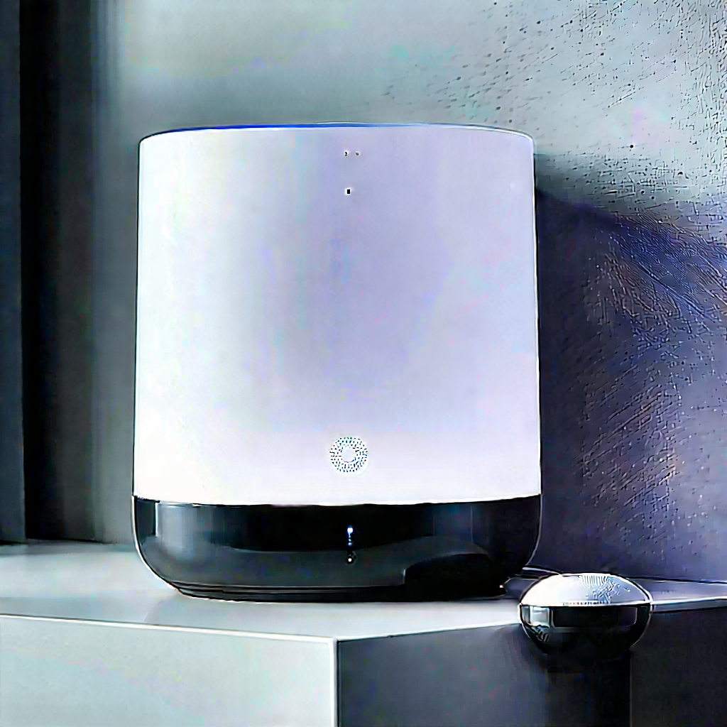 Smart Home Device With Digital Artwork With White Black