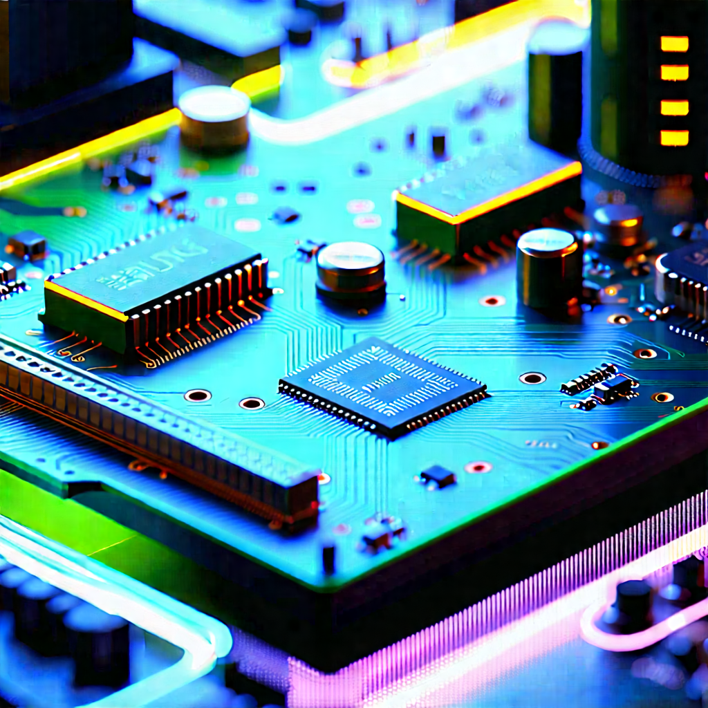 Circuit board with neon accents