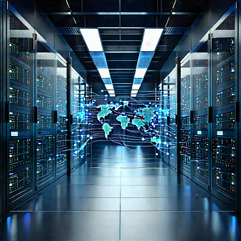 Server rack with data streams