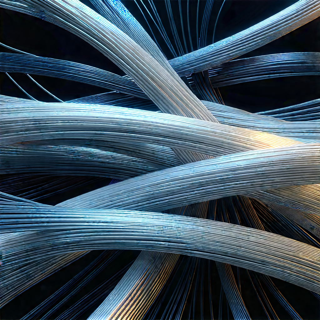 Close-up of fiber optic cables