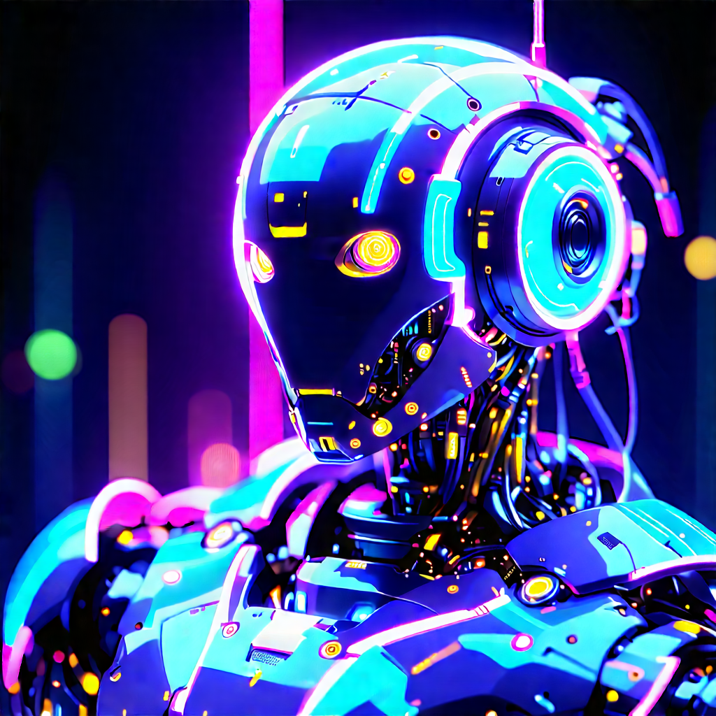 Robot With Neon Accents With Futuristic Robot