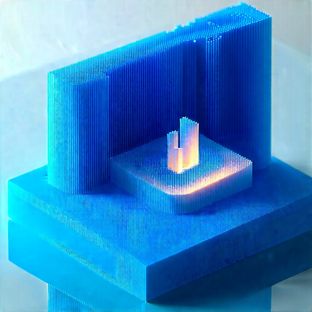 3d Printer With Data Streams With Blue Light