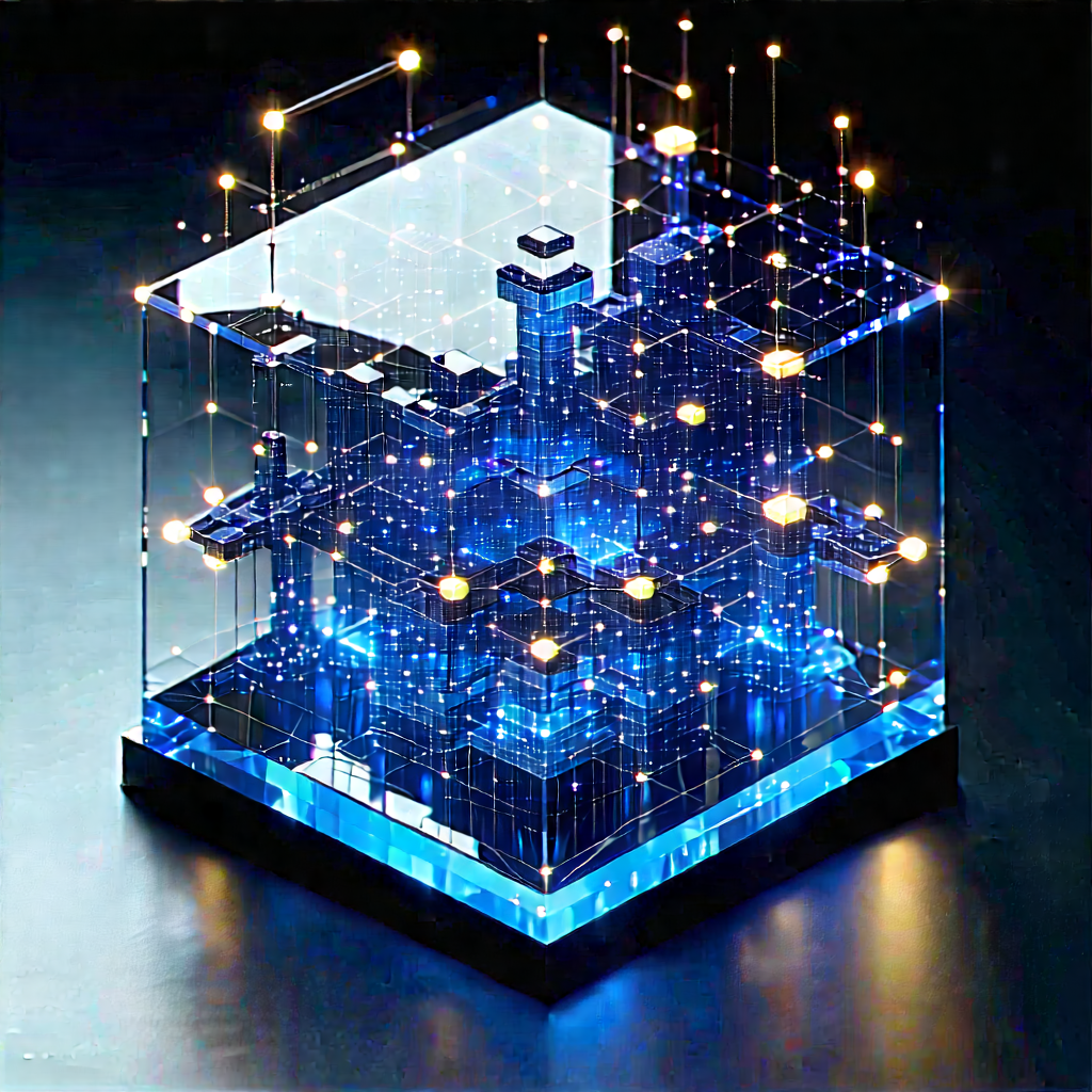 Blockchain Network Visualization With Blue Yellow