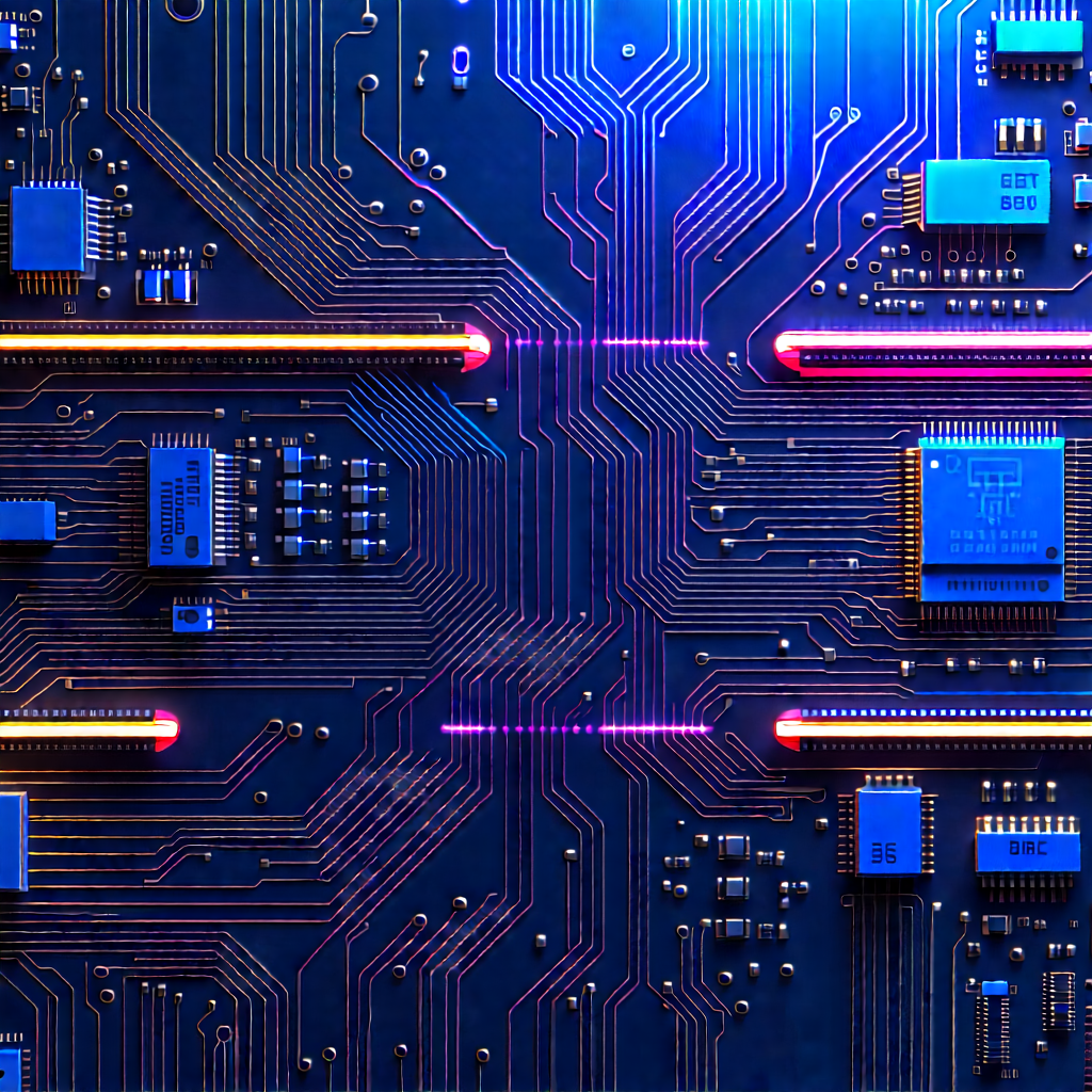 Circuit board with neon accents