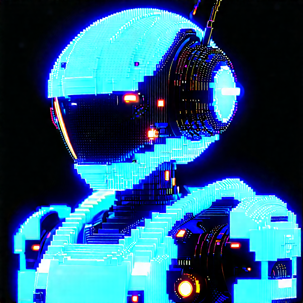 Robot with blue light glow