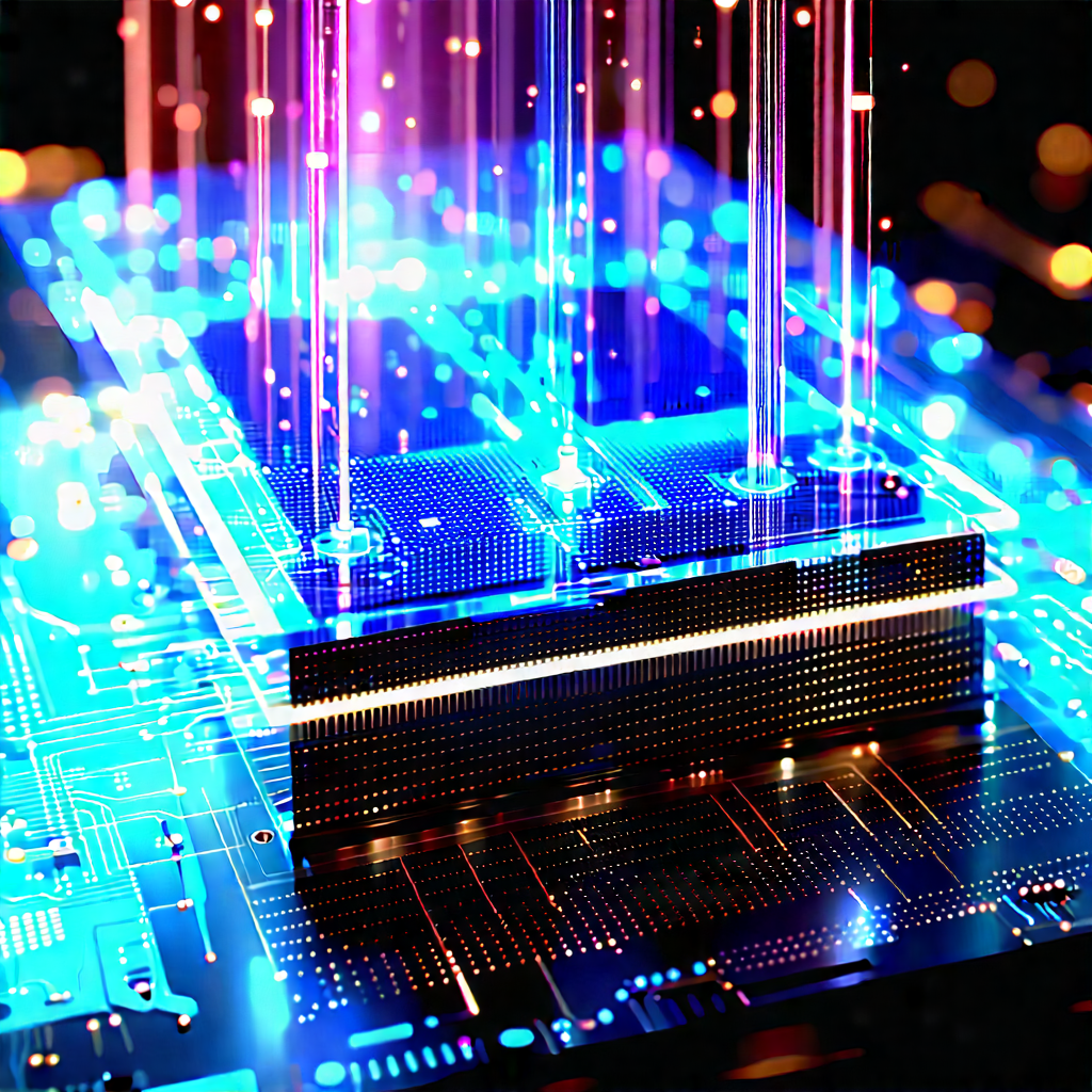 Quantum Computer With Holographic Projection With Close-up Computer