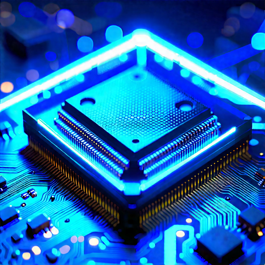 Microchip with blue light (glow:1.29)