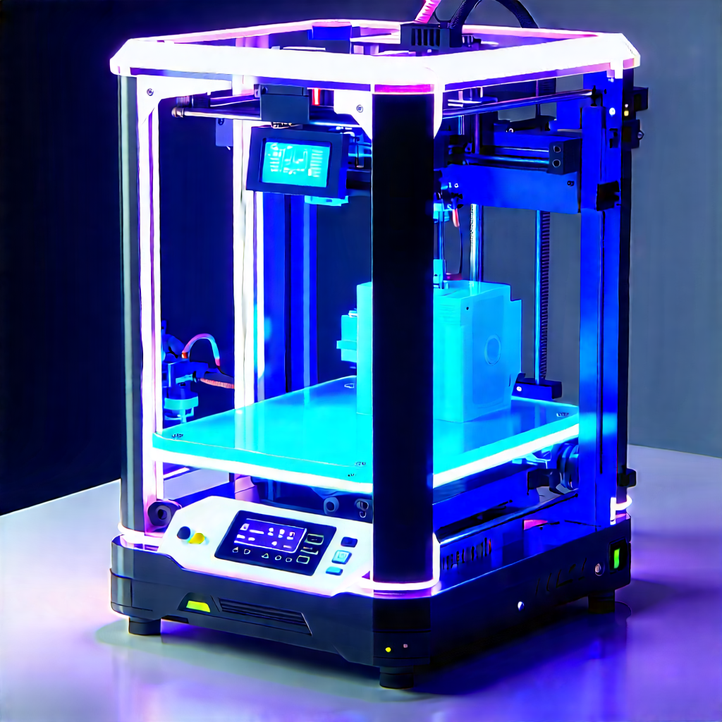 3d printer with neon accents