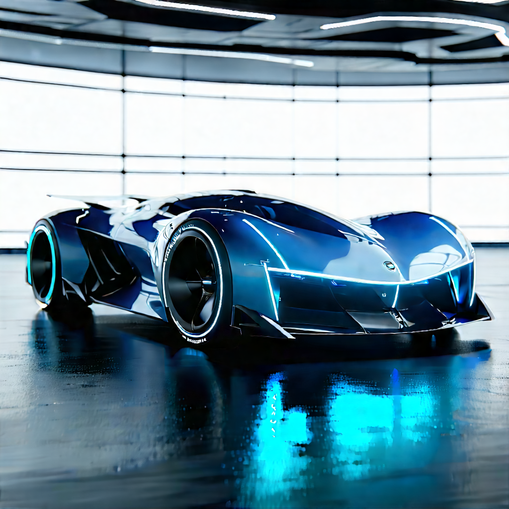 Automotive Technology In Design Studio With Futuristic Blue