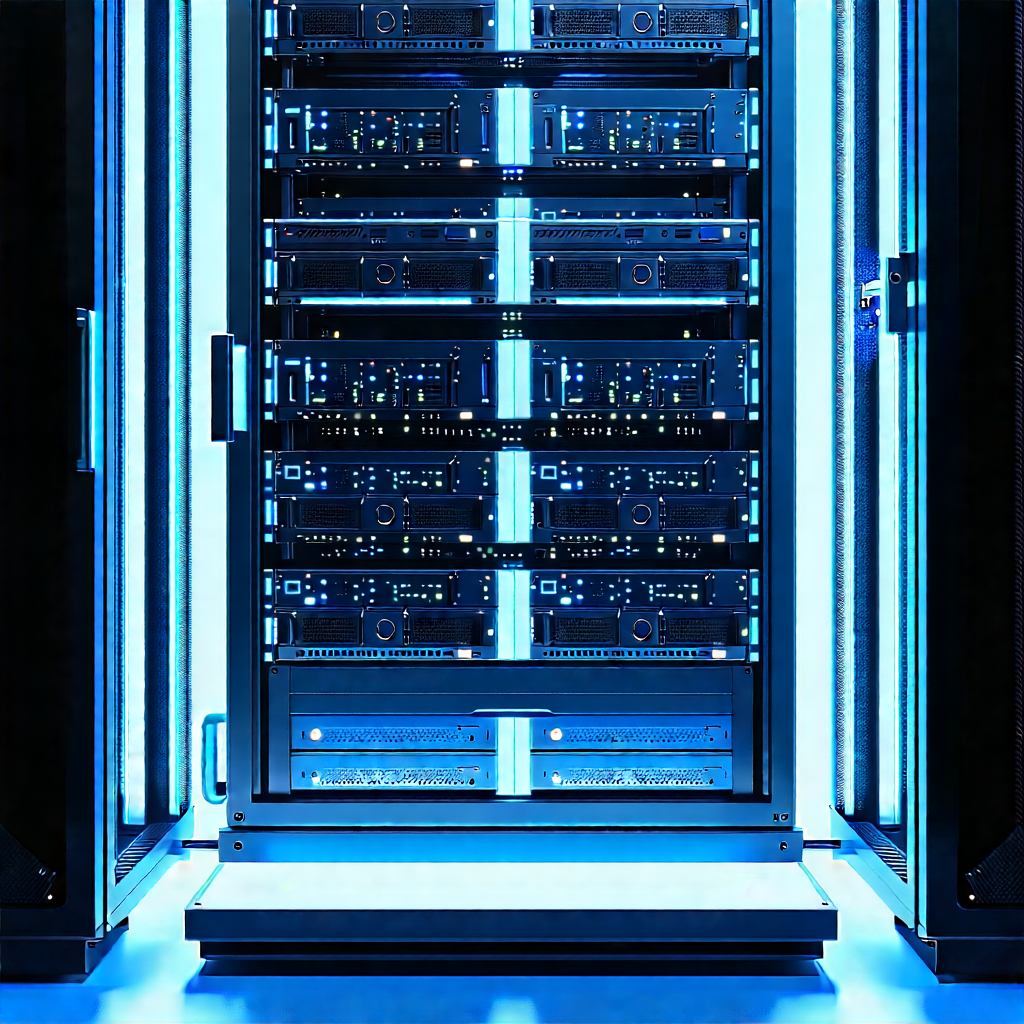 Server Rack With Laser Scanning With Image, There