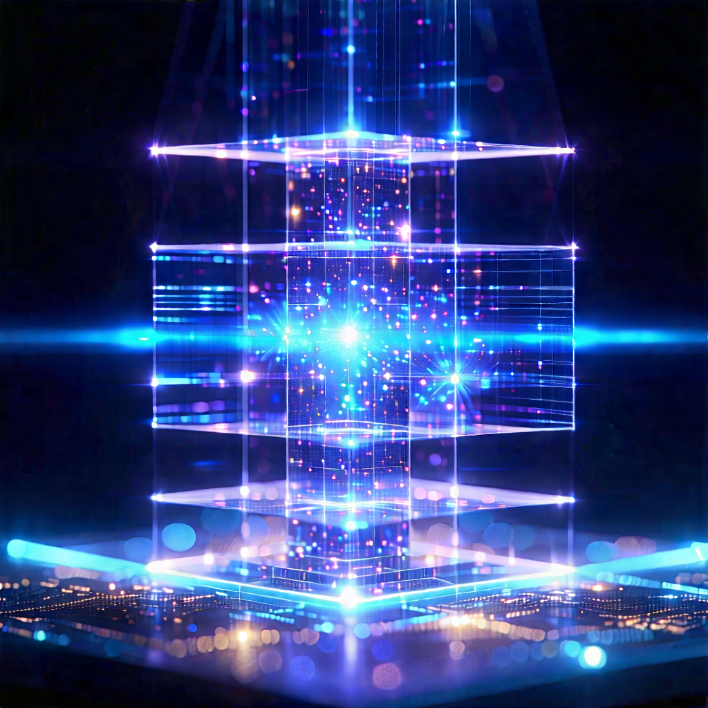 Quantum Computer With Holographic Projection With Blue White